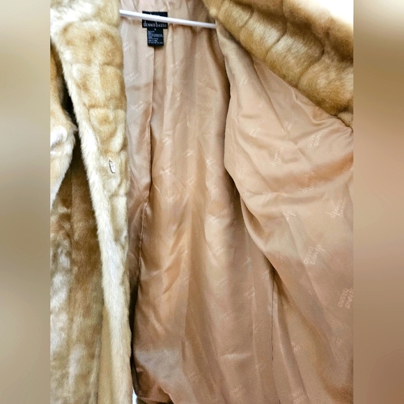 Dennis By Dennis Basso women's Golden Tan Elegant Faux Fur Lined  Coat Jacket 1X - Picture 8 of 11